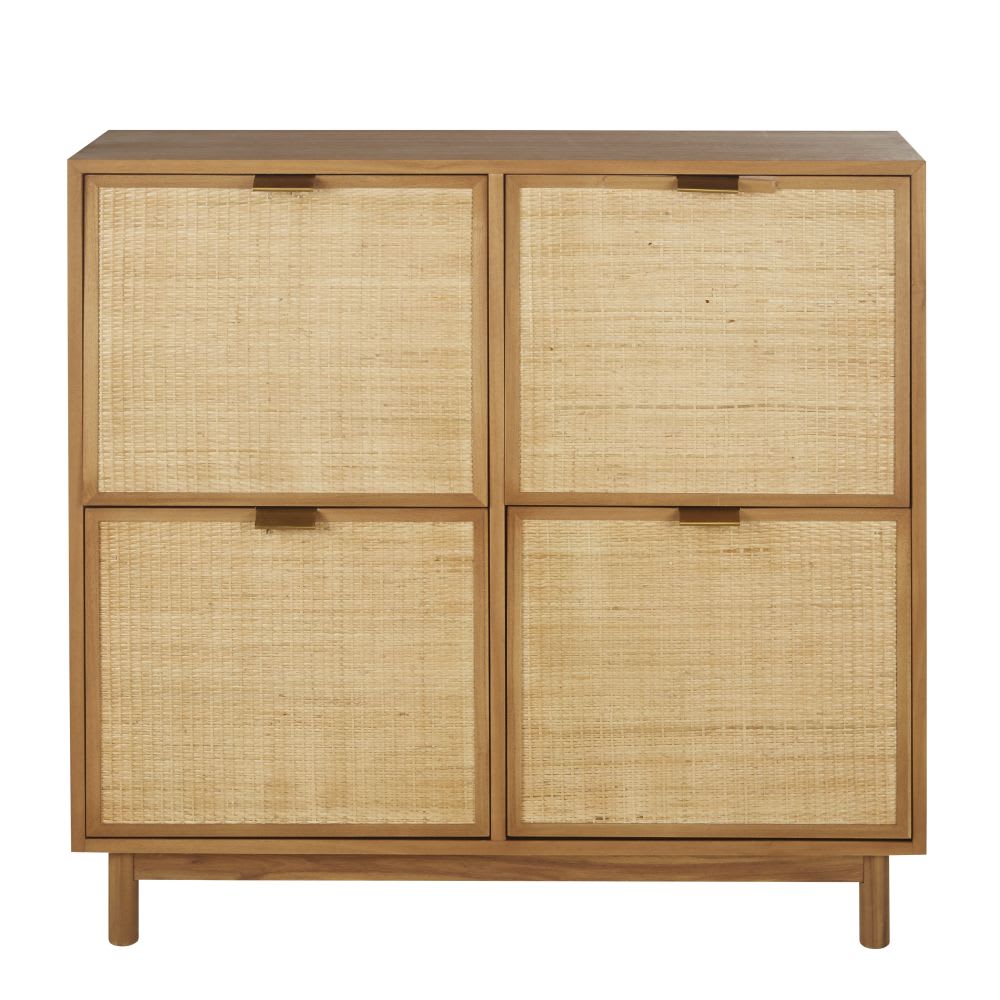 Wohnli Möbelsuche - Schuhschrank mit 4 Fächern aus Rattangeflecht