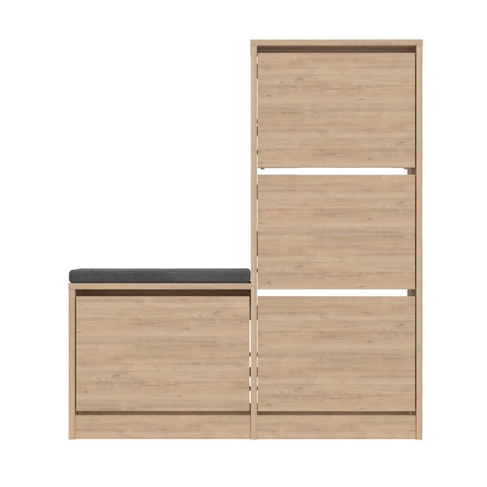 wohnli-moebel-suche-Schuhschrank-mit-4-Tueren-L105-cm-Dekor-Eiche Wohnli Möbelsuche - Schuhschrank mit 4 Türen L105 cm - Dekor Eiche