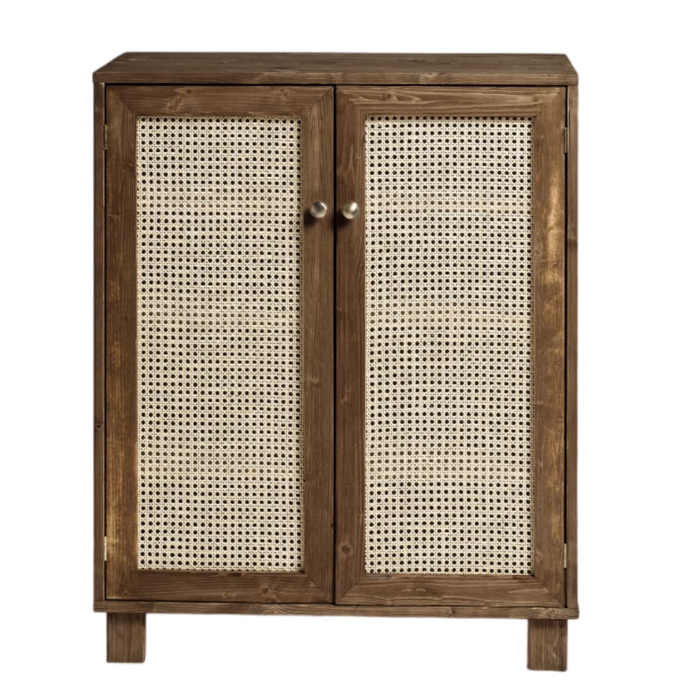wohnli-moebel-suche-Schuhschrank-mit-Rattantueren-80-cm-in-Antikbraun Wohnli Möbelsuche - Schuhschrank mit Rattantüren