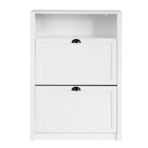 Wohnli Möbelsuche - Schuhschrank schmal mit 2 Klappen und 4 Ablageflächen MDF Weiß