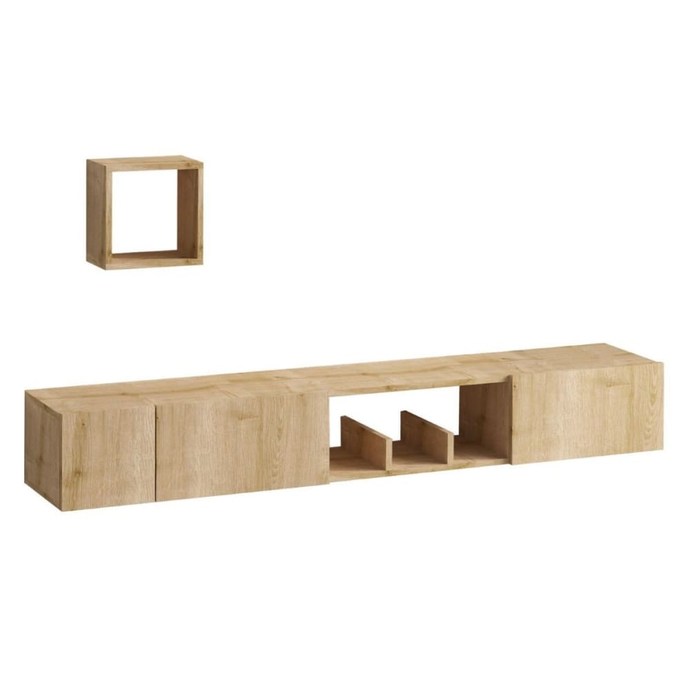 wohnli-moebel-suche-Schwebender-TV-Staender-mit-1-Nische-3-Tueren-L180-cm-Effekt Wohnli Möbelsuche - Schwebender TV-Ständer mit 1 Nische