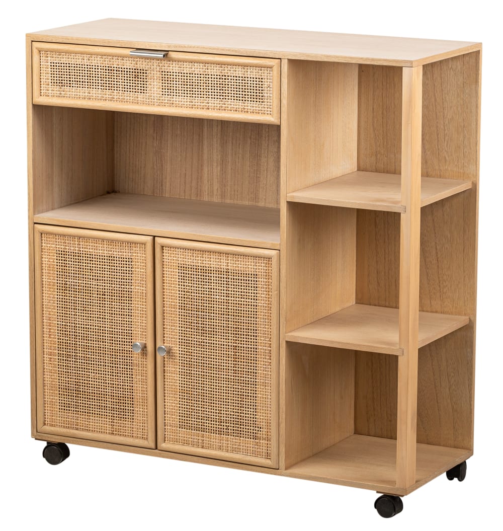 wohnli-moebel-suche-Servierwagen-aus-Holz-und-Rattan-Braun Wohnli Möbelsuche - Servierwagen aus Holz und Rattan Braun