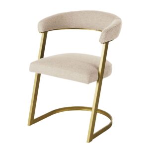 Wohnli Möbelsuche - Sessel ecrufarben meliert und messigfarbenes Stahl