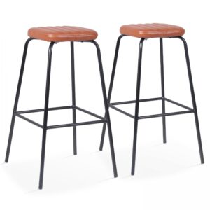 Wohnli Möbelsuche - Set Hocker aus Kunstleder Dunkelbraun