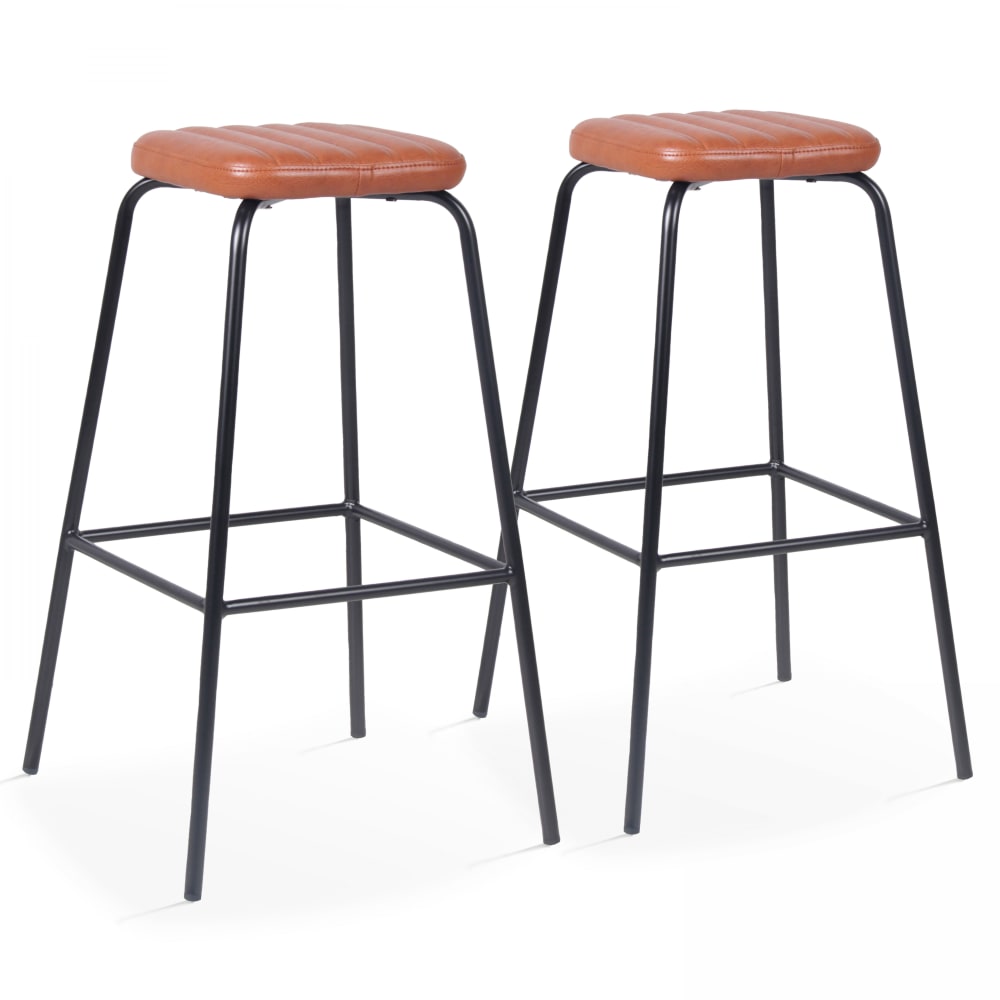 Wohnli Möbelsuche - Set Hocker aus Kunstleder Dunkelbraun