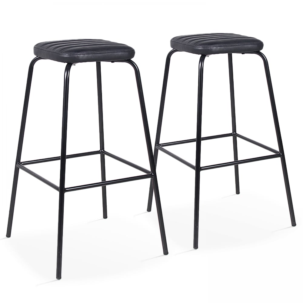Wohnli Möbelsuche - Set Hocker aus Kunstleder Schwarz