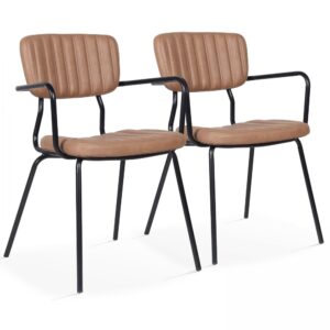 wohnli-moebel-suche-Set-Stuehle-mit-Armlehnen-aus-Kunstleder-Braun Wohnli Möbelsuche - Set Stühle mit Armlehnen aus Kunstleder Braun