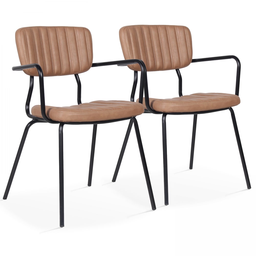 Wohnli Möbelsuche - Set Stühle mit Armlehnen aus Kunstleder Braun