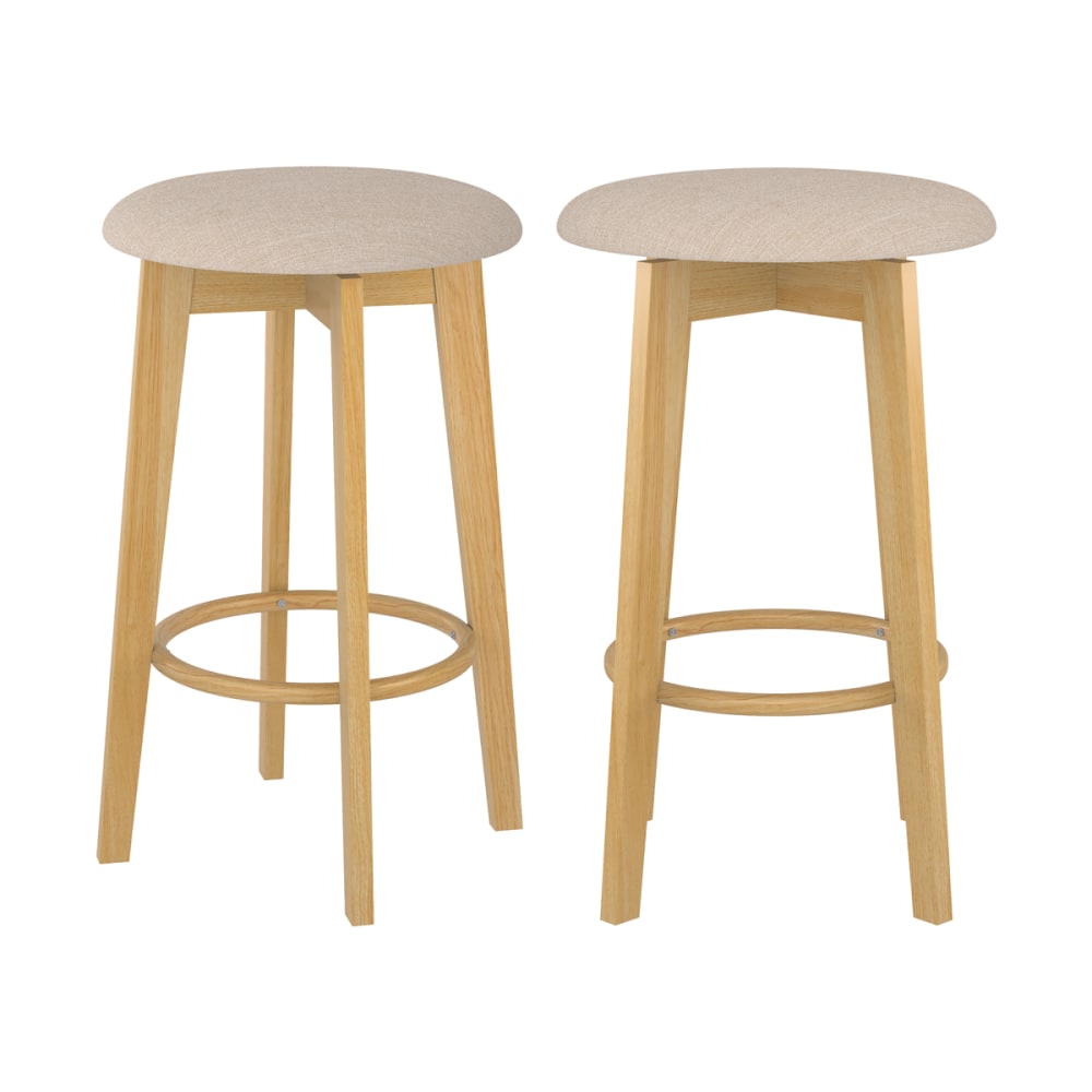 wohnli-moebel-suche-Set-aus-2-Barhocker-aus-beigem-Stoff-und-hellem-Holz-66cm Wohnli Möbelsuche - Set aus 2 Barhocker aus beigem Stoff und hellem Holz