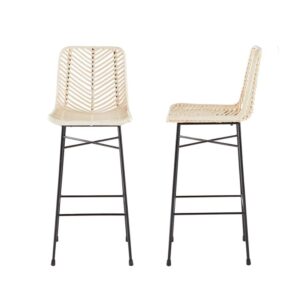 wohnli-moebel-suche-Set-aus-2-Barhockern-aus-Rattan-und-Metall Wohnli Möbelsuche - Set aus 2 Barhockern aus Rattan und Metall