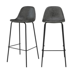 wohnli-moebel-suche-Set-aus-2-Barstuehlen-aus-Kunstleder-grauschwarz-75cm Wohnli Möbelsuche - Set aus 2 Barstühlen aus Kunstleder
