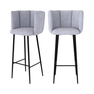 wohnli-moebel-suche-Set-aus-2-Barstuehlen-aus-hellgrauem-Stoff-75cm Wohnli Möbelsuche - Set aus 2 Barstühlen aus hellgrauem Stoff