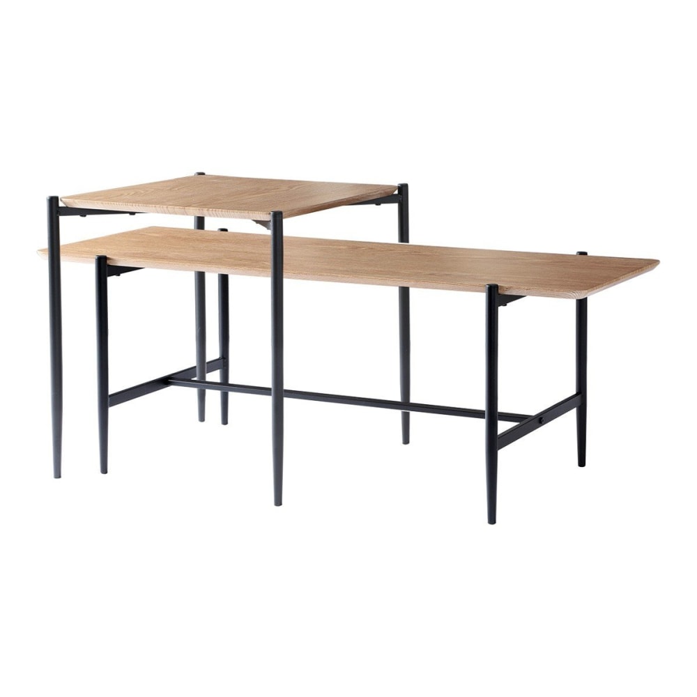 wohnli-moebel-suche-Set-aus-2-Beistelltischen-mit-Holzdekor-L100-cm Wohnli Möbelsuche - Set aus 2 Beistelltischen mit Holzdekor