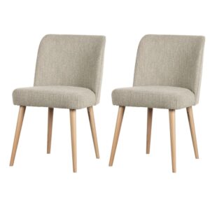 Wohnli Möbelsuche - Set aus 2 Esszimmerstühlen aus natürlichem Bouclé-Stoff
