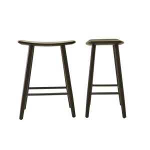 Wohnli Möbelsuche - Set aus 2 Hockern aus massivem Teakholz schwarz 65 cm