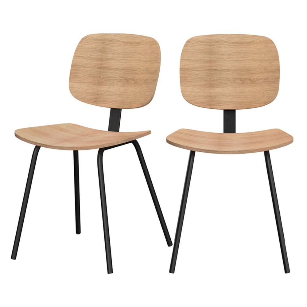 wohnli-moebel-suche-Set-aus-2-Stuehlen-aus-Holz-mit-Eschenfurnier-und-Metallbeinen Wohnli Möbelsuche - Set aus 2 Stühlen aus Holz mit Eschenfurnier und Metallbeinen