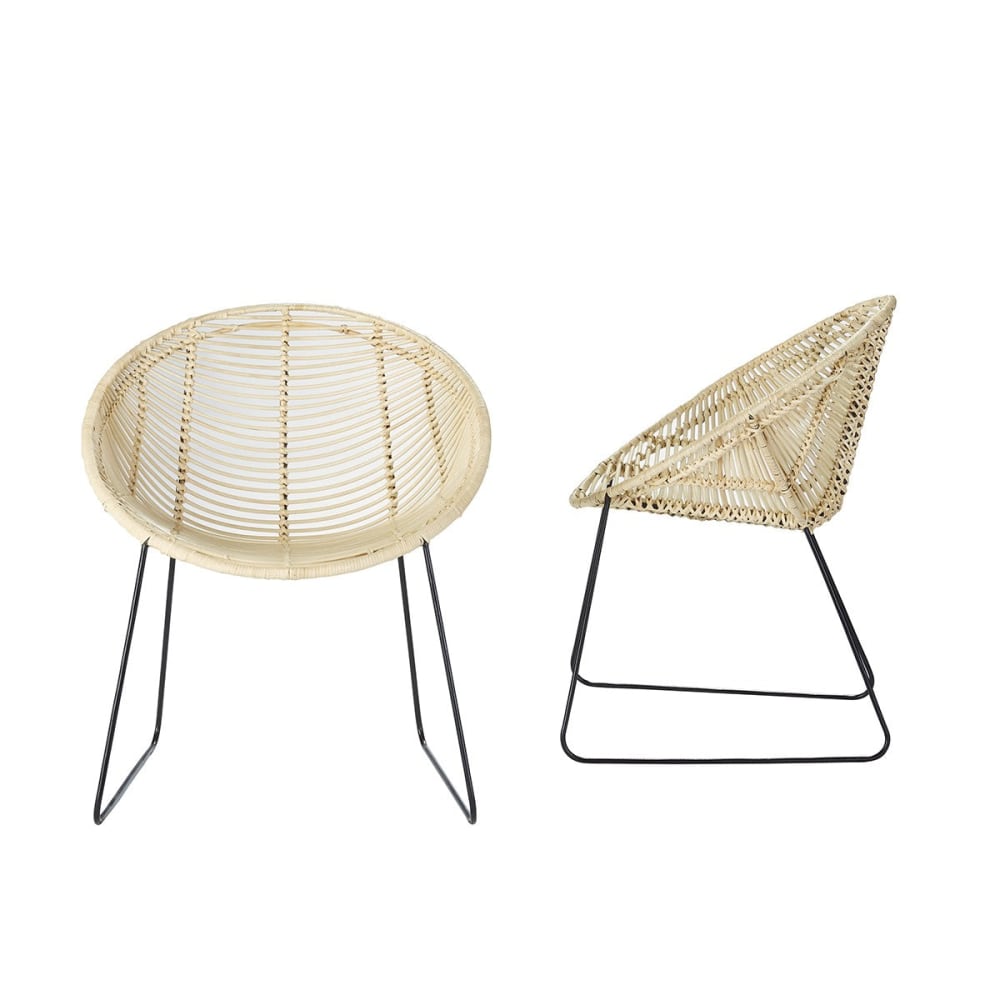 wohnli-moebel-suche-Set-aus-2-Stuehlen-aus-Rattan-und-Metall Wohnli Möbelsuche - Set aus 2 Stühlen aus Rattan und Metall