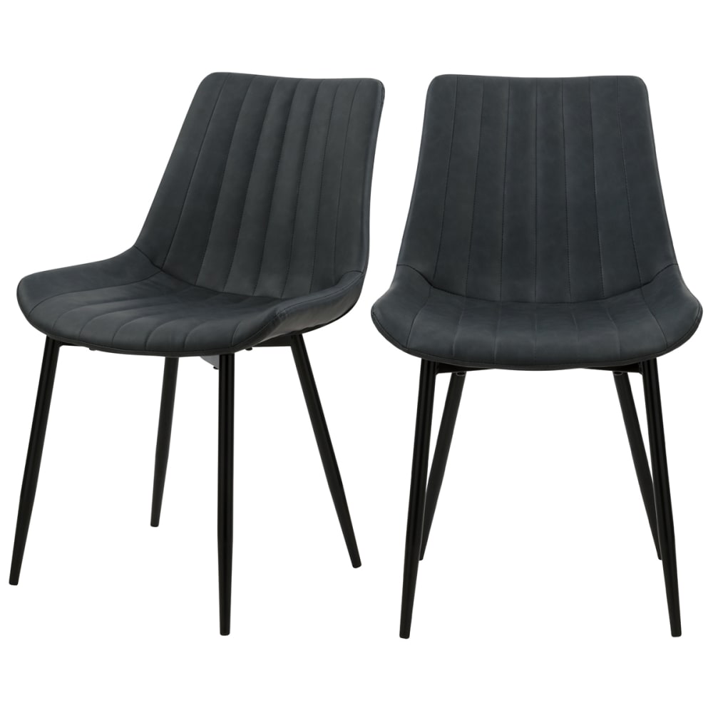wohnli-moebel-suche-Set-aus-2-Stuehlen-aus-dunkelgrauem-Kunstleder-und-schwarzem-Metall Wohnli Möbelsuche - Set aus 2 Stühlen aus dunkelgrauem Kunstleder und schwarzem Metall