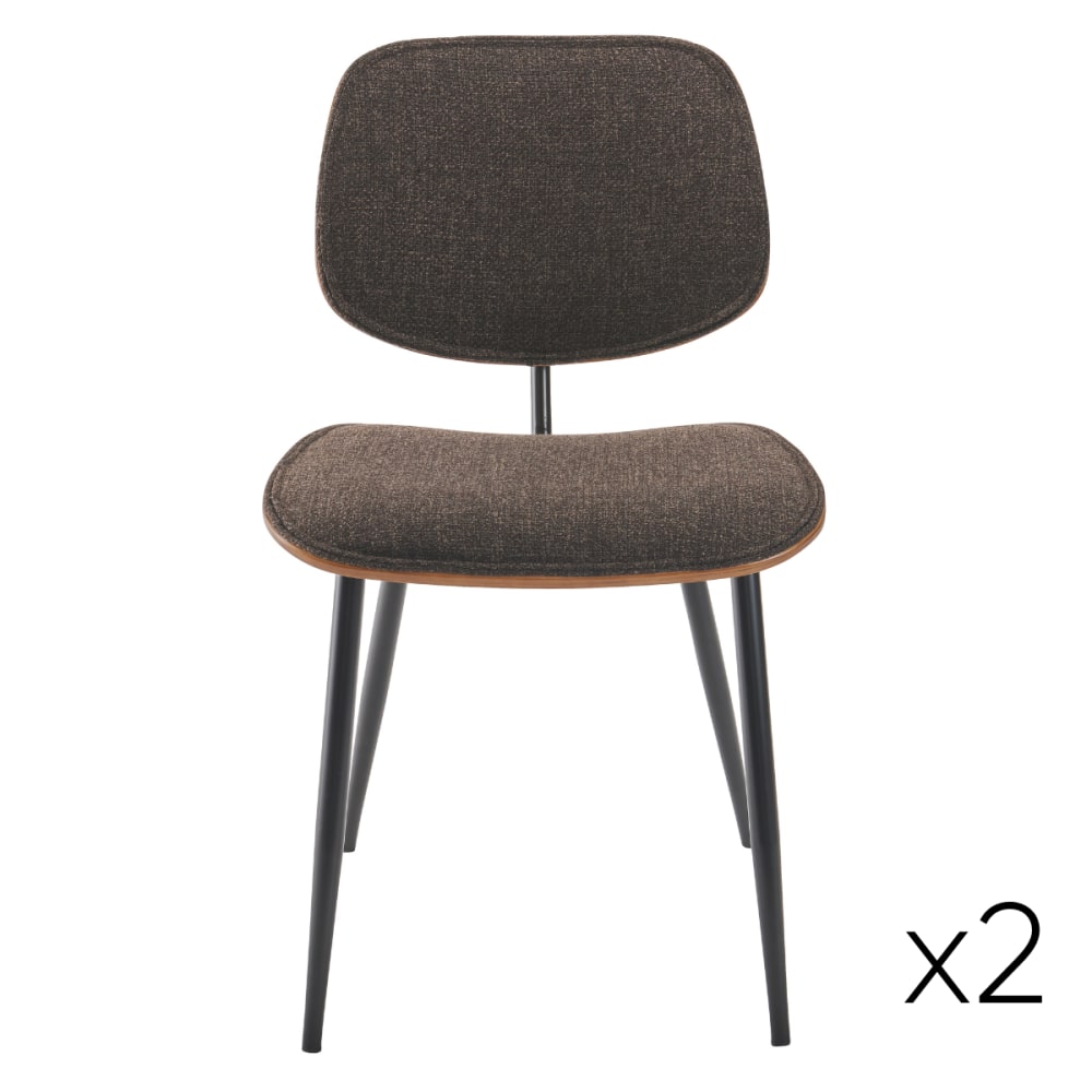 wohnli-moebel-suche-Set-aus-2-Stuehlen-aus-grauem-Stoff-schwarzes-Metallgestell-H76-cm Wohnli Möbelsuche - Set aus 2 Stühlen aus grauem Stoff