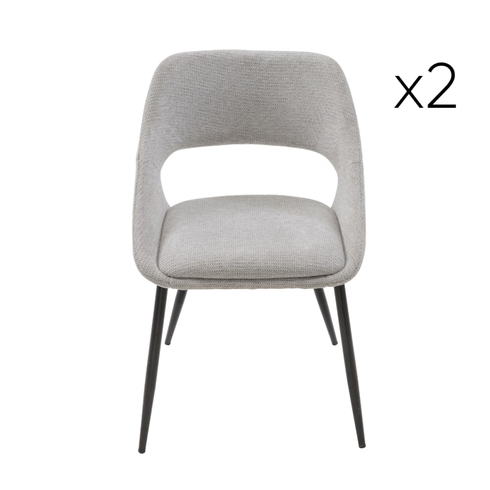 Wohnli Möbelsuche - Set aus 2 Stühlen aus taupefarbenem Stoff mit Metallgestell - H52 cm