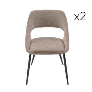 Wohnli Möbelsuche - Set aus 2 Stühlen aus taupefarbenem Stoff mit Metallgestell - H52 cm