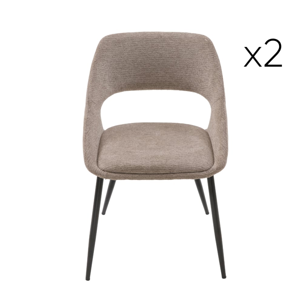 Wohnli Möbelsuche - Set aus 2 Stühlen aus taupefarbenem Stoff mit Metallgestell - H52 cm