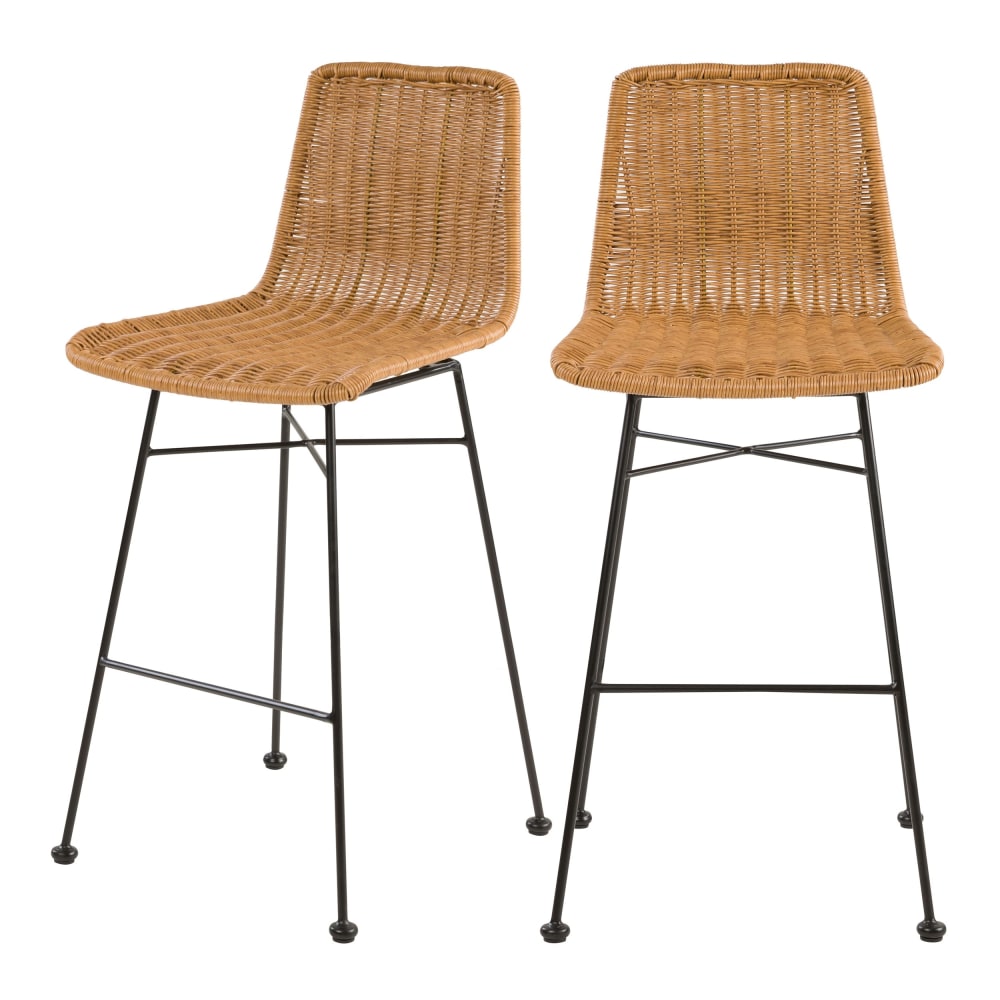 wohnli-moebel-suche-Set-aus-2-Stuhl-fuer-Mittelinsel-aus-braunem-Kunstharzgeflecht-63-cm Wohnli Möbelsuche - Set aus 2 Stuhl für Mittelinsel aus braunem Kunstharzgeflecht