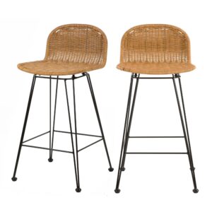 wohnli-moebel-suche-Set-aus-2-Stuhl-fuer-Mittelinsel-aus-braunem-Kunstharzgeflecht-63-cm Wohnli Möbelsuche - Set aus 2 Stuhl für Mittelinsel aus braunem Kunstharzgeflecht