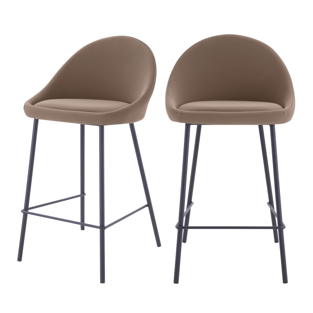 Wohnli Möbelsuche - Set aus 2 Stuhl für Mittelinsel aus braunem Kunstleder