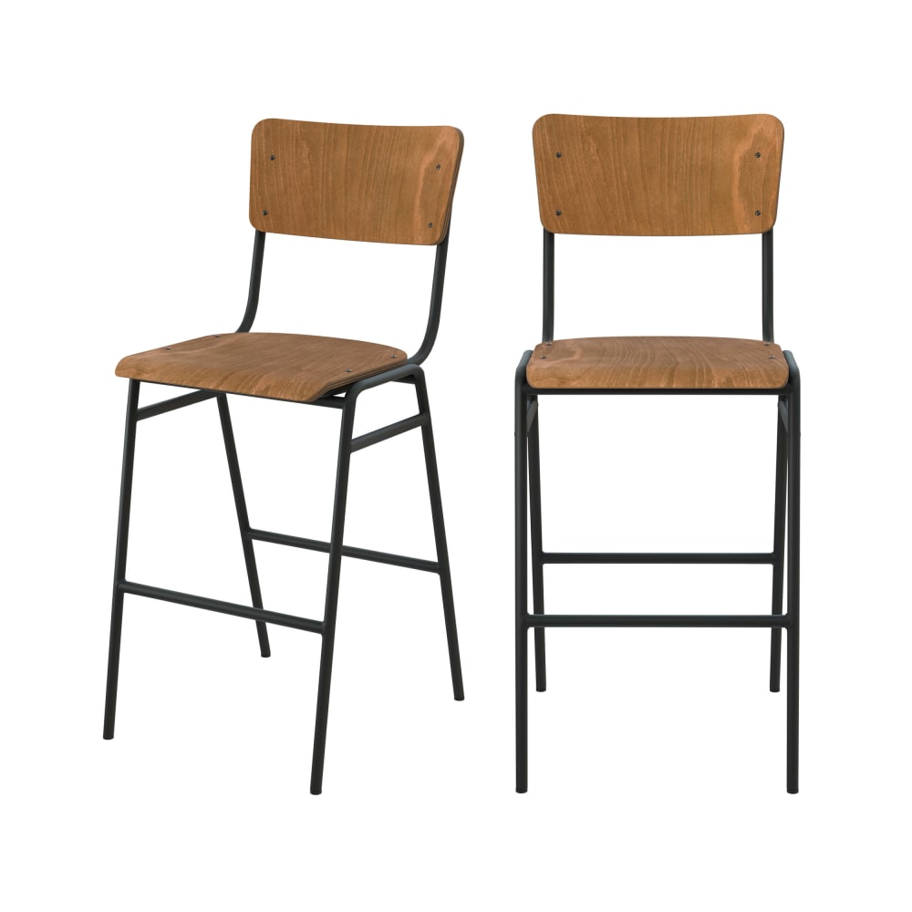 Wohnli Möbelsuche - Set aus 2 Stuhl für Mittelinsel aus dunklem Holz