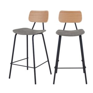 Wohnli Möbelsuche - Set aus 2 Stuhl für Mittelinsel aus grauem Kunstleder