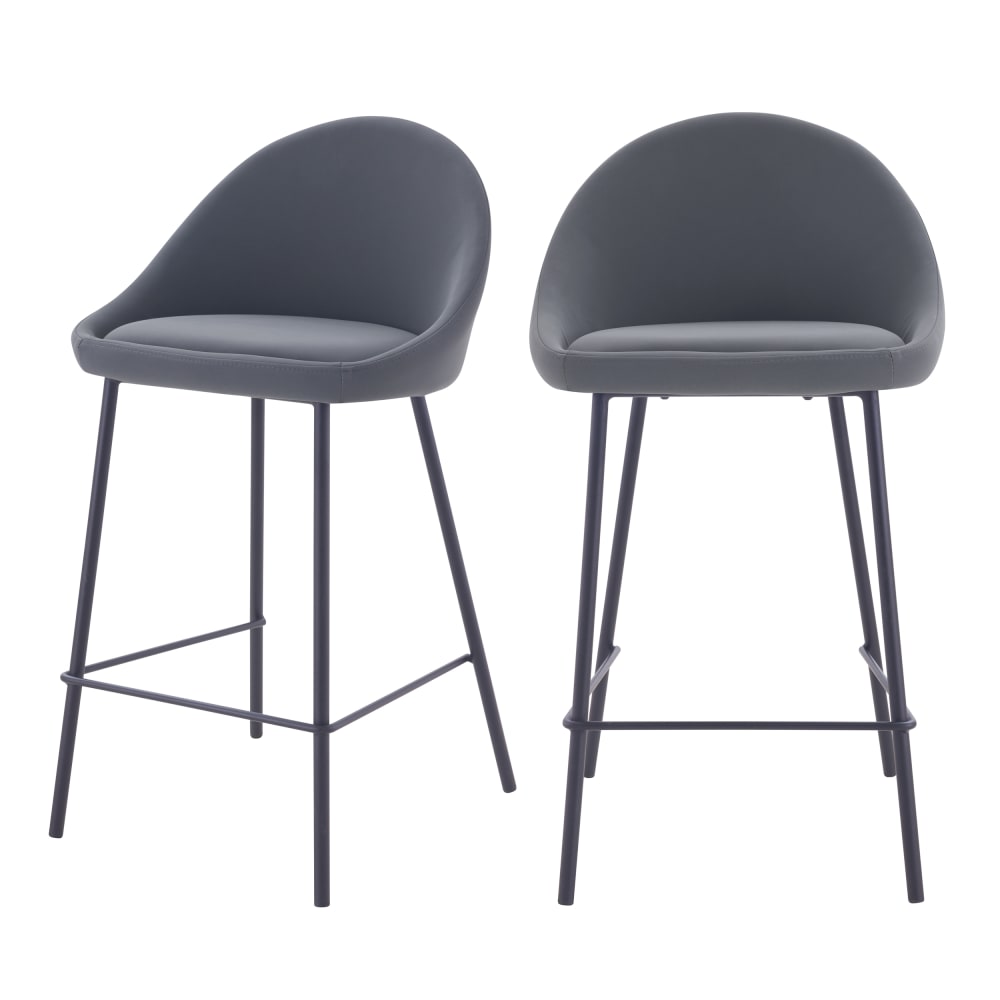 Wohnli Möbelsuche - Set aus 2 Stuhl für Mittelinsel aus grauem Kunstleder