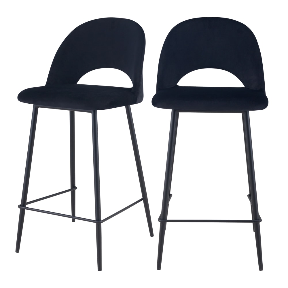 Wohnli Möbelsuche - Set aus 2 Stuhl für Mittelinsel schwarzem Samt