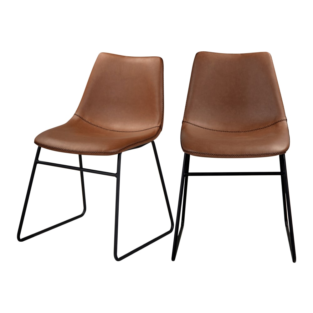 Wohnli Möbelsuche - Set aus 2 braunen Kunstlederstühlen