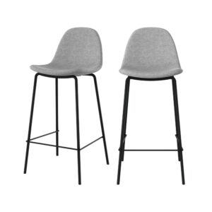 wohnli-moebel-suche-Set-aus-2-mittelhohen-Barstuehlen-aus-hellgrauer-Stoff-65cm Wohnli Möbelsuche - Set aus 2 mittelhohen Barstühlen aus hellgrauer Stoff 65cm