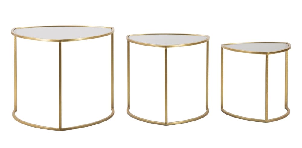 Wohnli Möbelsuche - Set aus 3 Couchtischen aus  Metall cm 60x60x50-50x50x45-40x40x40