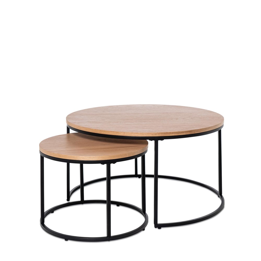 wohnli-moebel-suche-Set-aus-schwarzen-Metalltischen-mit-Holzfurnierplatten Wohnli Möbelsuche - Set aus schwarzen Metalltischen mit Holzfurnierplatten