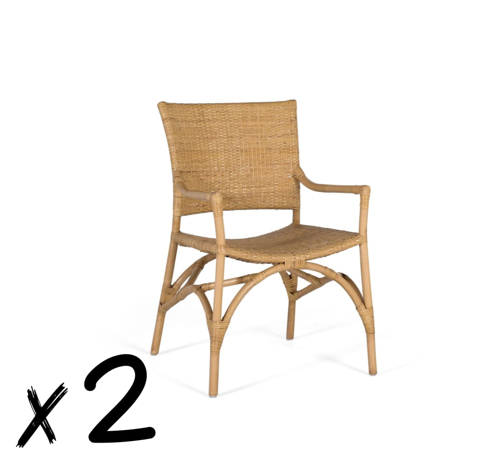 Wohnli Möbelsuche - Set aus zwei Stühlen aus Rattan und Bambusstruktur