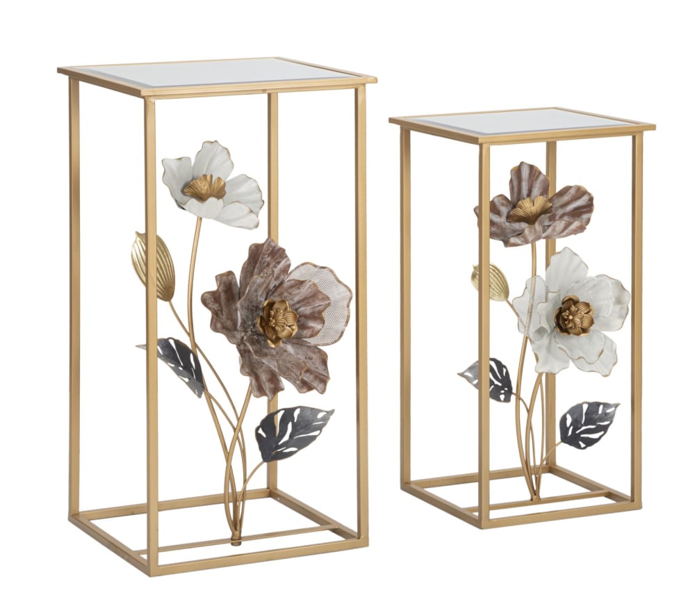 Wohnli Möbelsuche - Set mit 2 Tische aus Metall und Glas cm 36x36x70-30x30x60