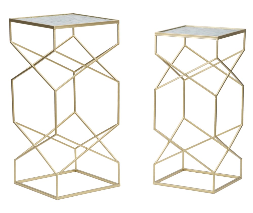 Wohnli Möbelsuche - Set mit 2 Tischen aus Metall und Glas cm 31