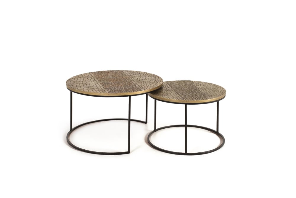 Wohnli Möbelsuche - Set mit 2 Wohnzimmer-Tischen aus Eisen und Aluminium