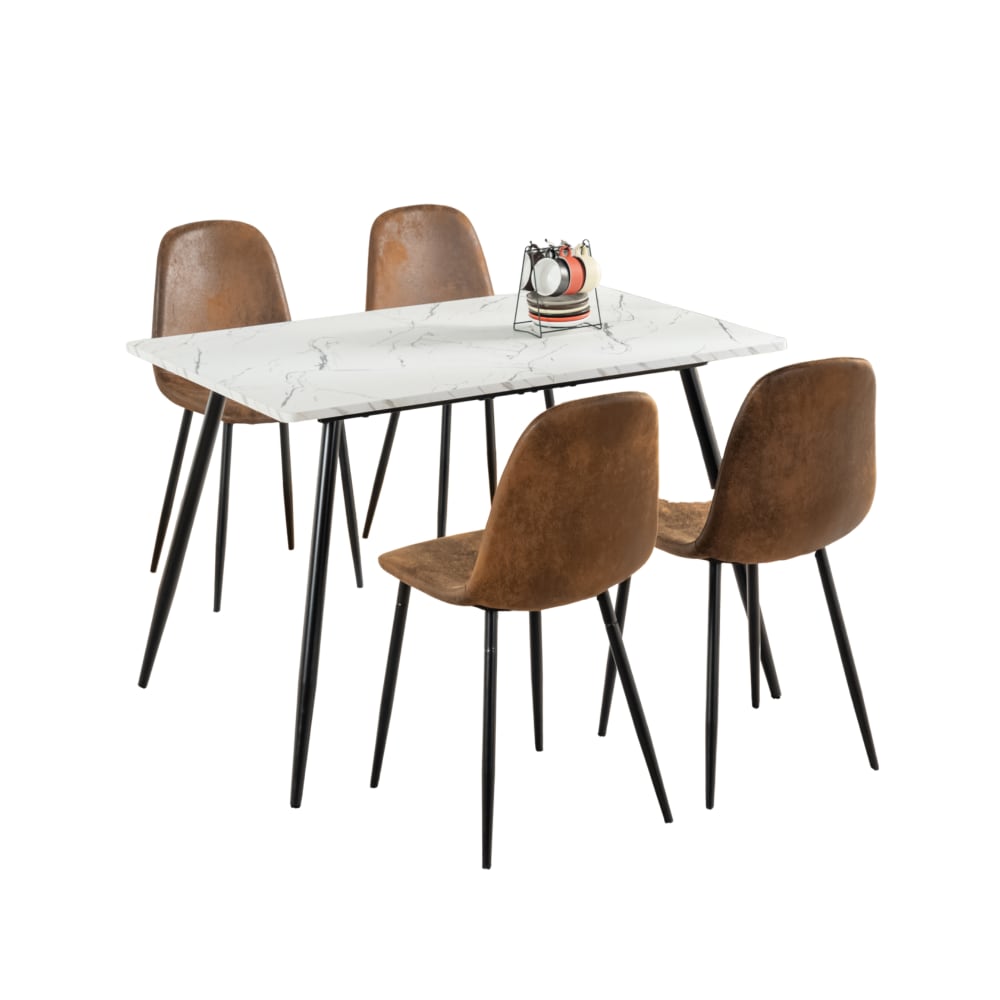 wohnli-moebel-suche-Set-mit-weissem-Tisch-in-Marmoroptik-und-4-Skandinavischen-Stuehlen Wohnli Möbelsuche - Set mit weißem Tisch in Marmoroptik und 4 Skandinavischen Stühlen