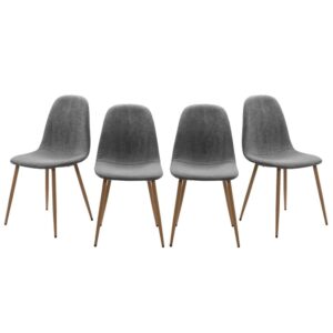 wohnli-moebel-suche-Set-von-4-Stuehlen-aus-grauem-Cord-mit-Holzbeinen-L43-cm-ANYA Wohnli Möbelsuche - Set von 4 Stühlen aus grauem Cord mit Holzbeinen L43 cm - ANYA