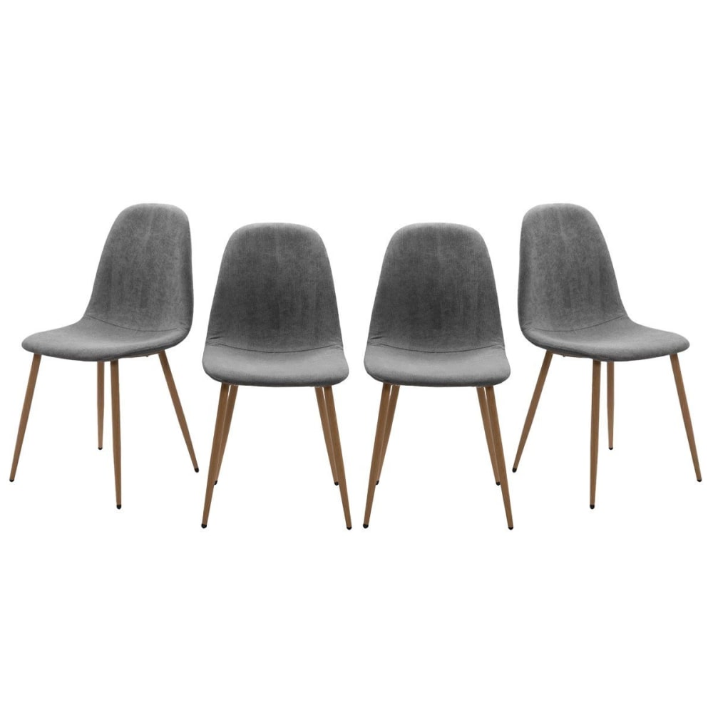 wohnli-moebel-suche-Set-von-4-Stuehlen-aus-grauem-Cord-mit-Holzbeinen-L43-cm-ANYA Wohnli Möbelsuche - Set von 4 Stühlen aus grauem Cord mit Holzbeinen L43 cm - ANYA