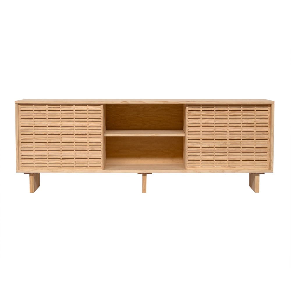 Wohnli Möbelsuche - Sideboard 2 Türen aus massivem Kiefernholz natur 180 cm Unlackiert
