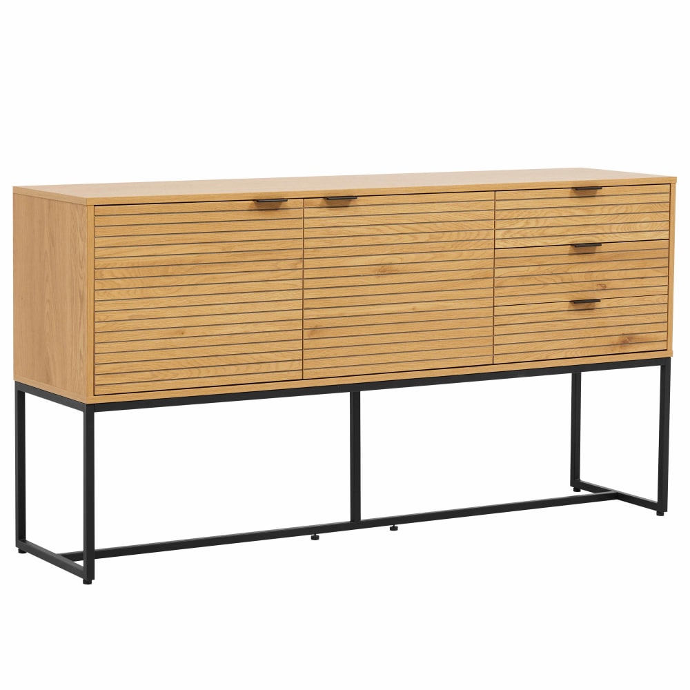 wohnli-moebel-suche-Sideboard-2-Tueren-und-3-Schubladen-Melamindekor-160cm-Holz-und-Schwarz Wohnli Möbelsuche - Sideboard 2 Türen und 3 Schubladen Melamindekor 160cm Holz und Schwarz