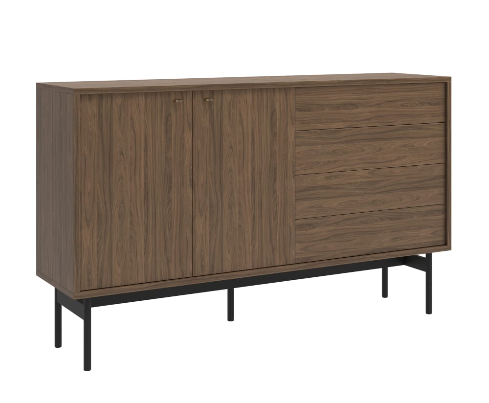 Wohnli Möbelsuche - Sideboard 2-türig mit 4 Schubladen in Nussbaum-Holzoptik