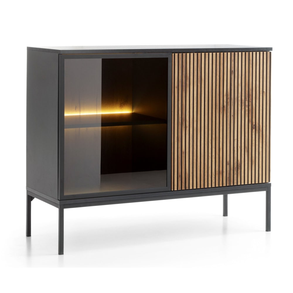 wohnli-moebel-suche-Sideboard-2-tuerig-mit-LED-SchwarzHolzoptik-104-cm Wohnli Möbelsuche - Sideboard 2-türig mit LED