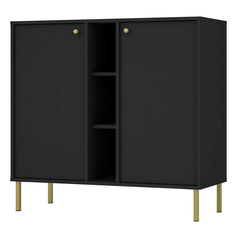 wohnli-moebel-suche-Sideboard-2-tuerig-mit-Regalen-Schwarz-Graphit-100-cm Wohnli Möbelsuche - Sideboard 2-türig mit Regalen