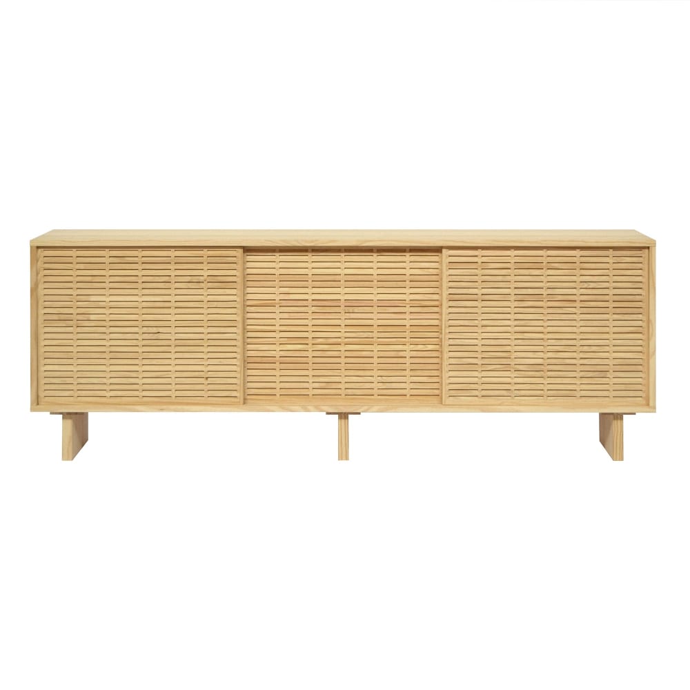 Wohnli Möbelsuche - Sideboard 3 Türen aus massivem Kiefernholz natur 180 cm Lackiert